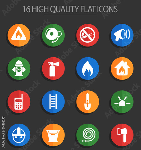 fire brigade 16 flat icons