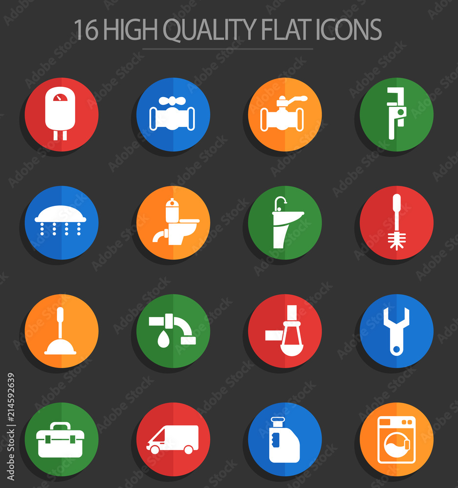 Fototapeta premium plumbing service 16 flat icons