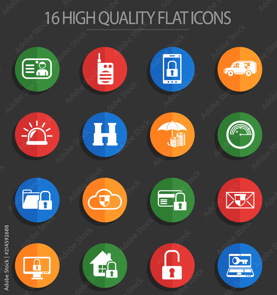 security 16 flat icons security 16 flat icons