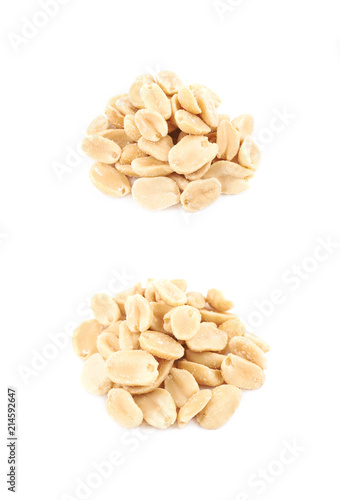 Pile of salted peanuts isolated