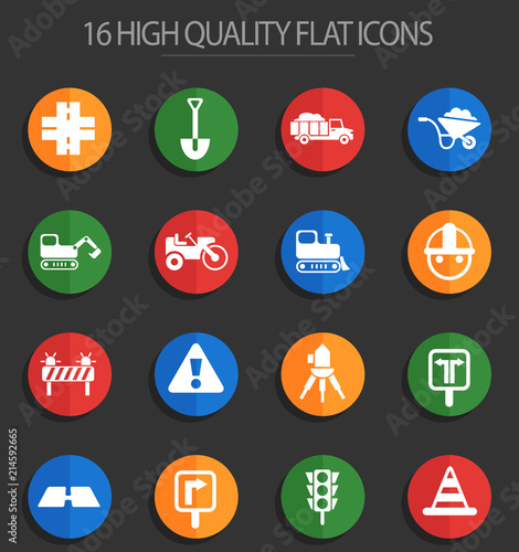 road repairs 16 flat icons