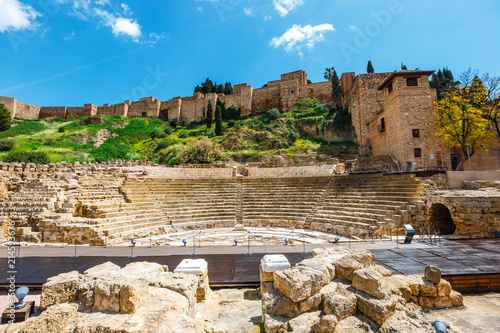The fortress Alcazaba withe ruins of roman theater, Malaga, Spain photo