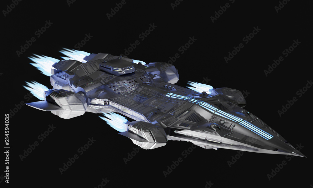 spaceship aircraft for science fiction 3d rendering of alien spacecraft ...
