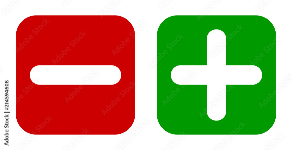 Minus & Plus Signs Icons, Flat Square Buttons Set. Vector EPS 10 Minus & Plus Signs Icons, Flat Square Buttons Set. Vector EPS 10