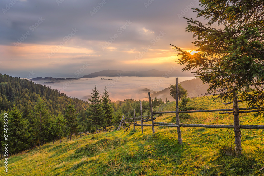 Obraz premium Colorful summer sunset in mountains
