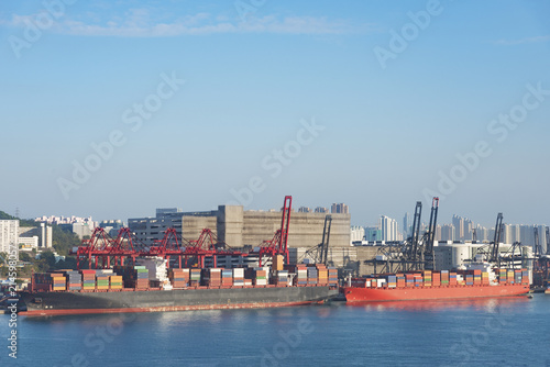 Cargo port in Hong Kong city