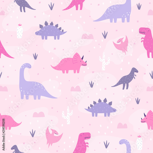 Cute pastel dinosaurs.