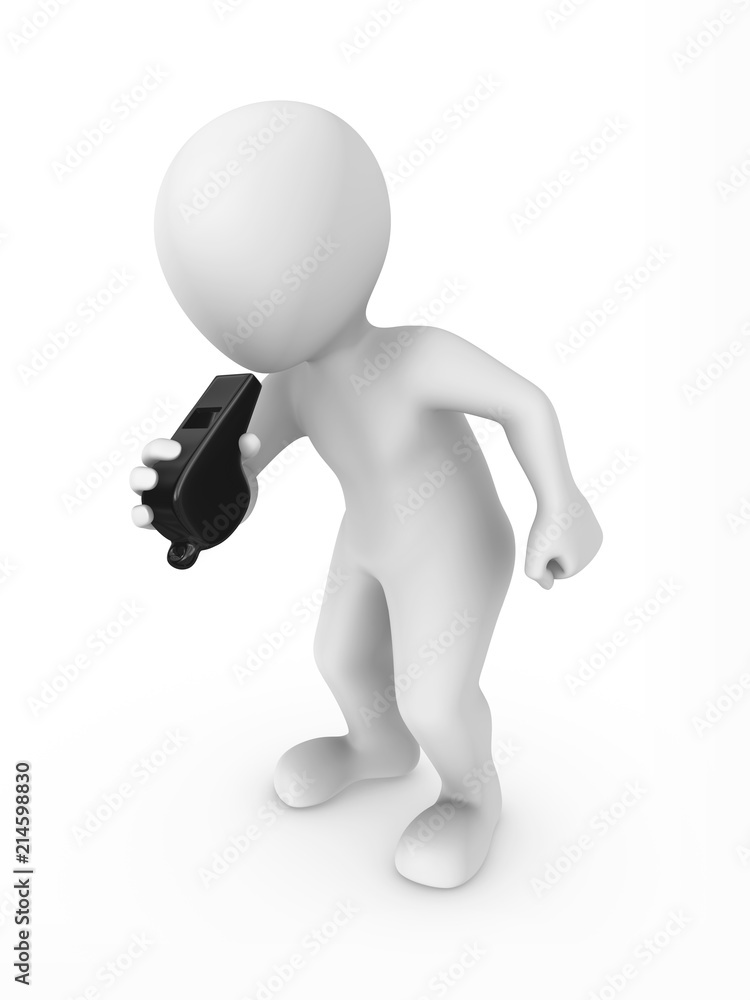 3d man with whistle. Security concept. 3d man with whistle. Security concept.