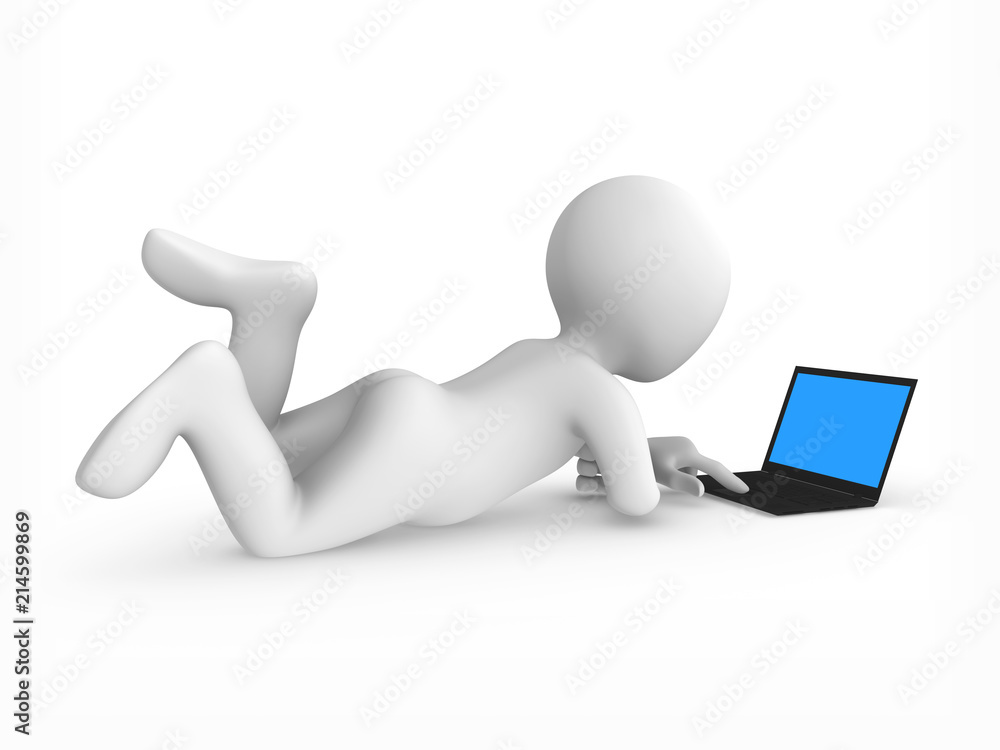 3d man with laptop. 3d man with laptop.