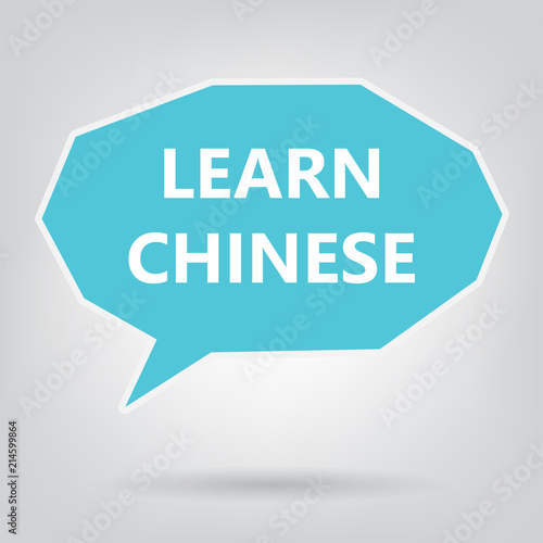 learn chinese written on speech bubble- vector illustration