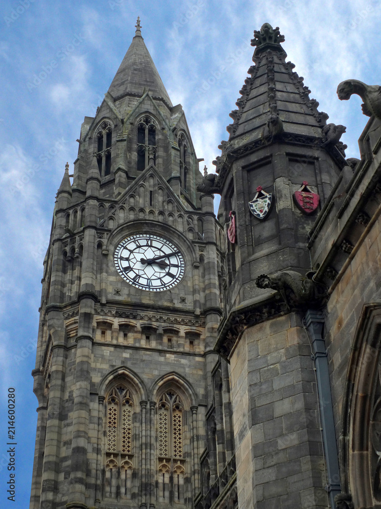 historic rochdale town hall in lancashire with gothic architectural details and tall clock tower historic rochdale town hall in lancashire with gothic architectural details and tall clock tower