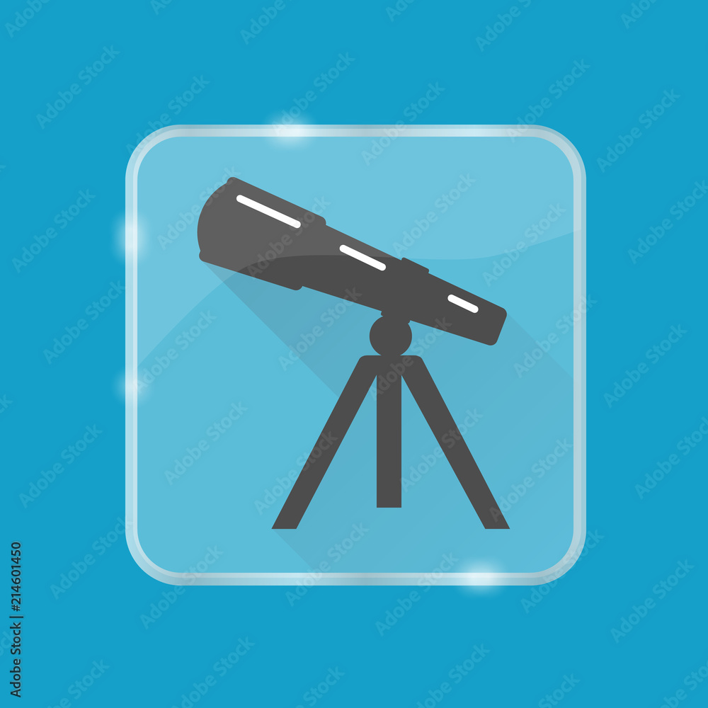 Fotografie Telescope silhouette icon in flat style on transparent button