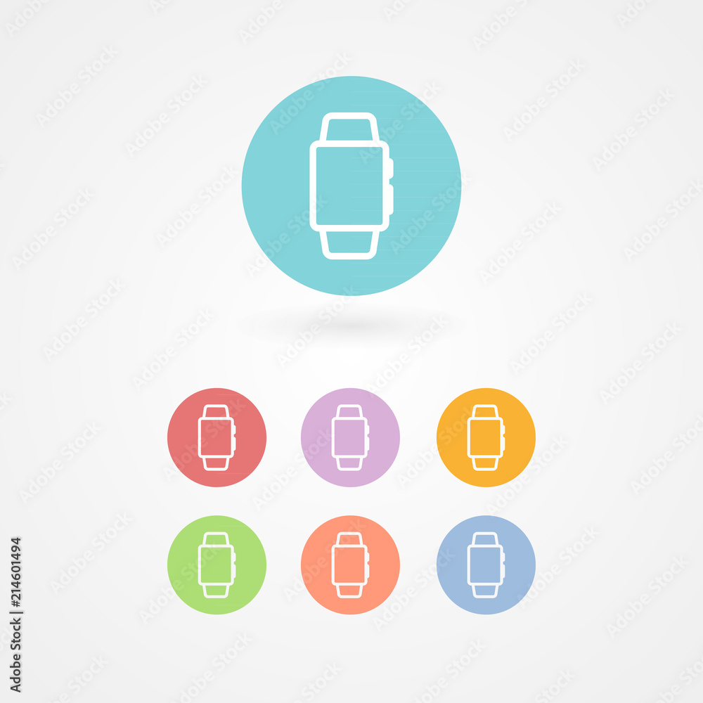 Smart watch icon set. Vector illustration, flat design Smart watch icon set. Vector illustration, flat design