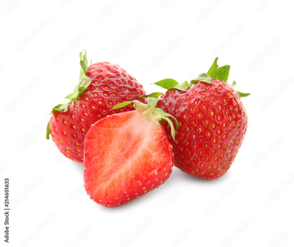 Fresh ripe red strawberries on white background Fresh ripe red strawberries on white background