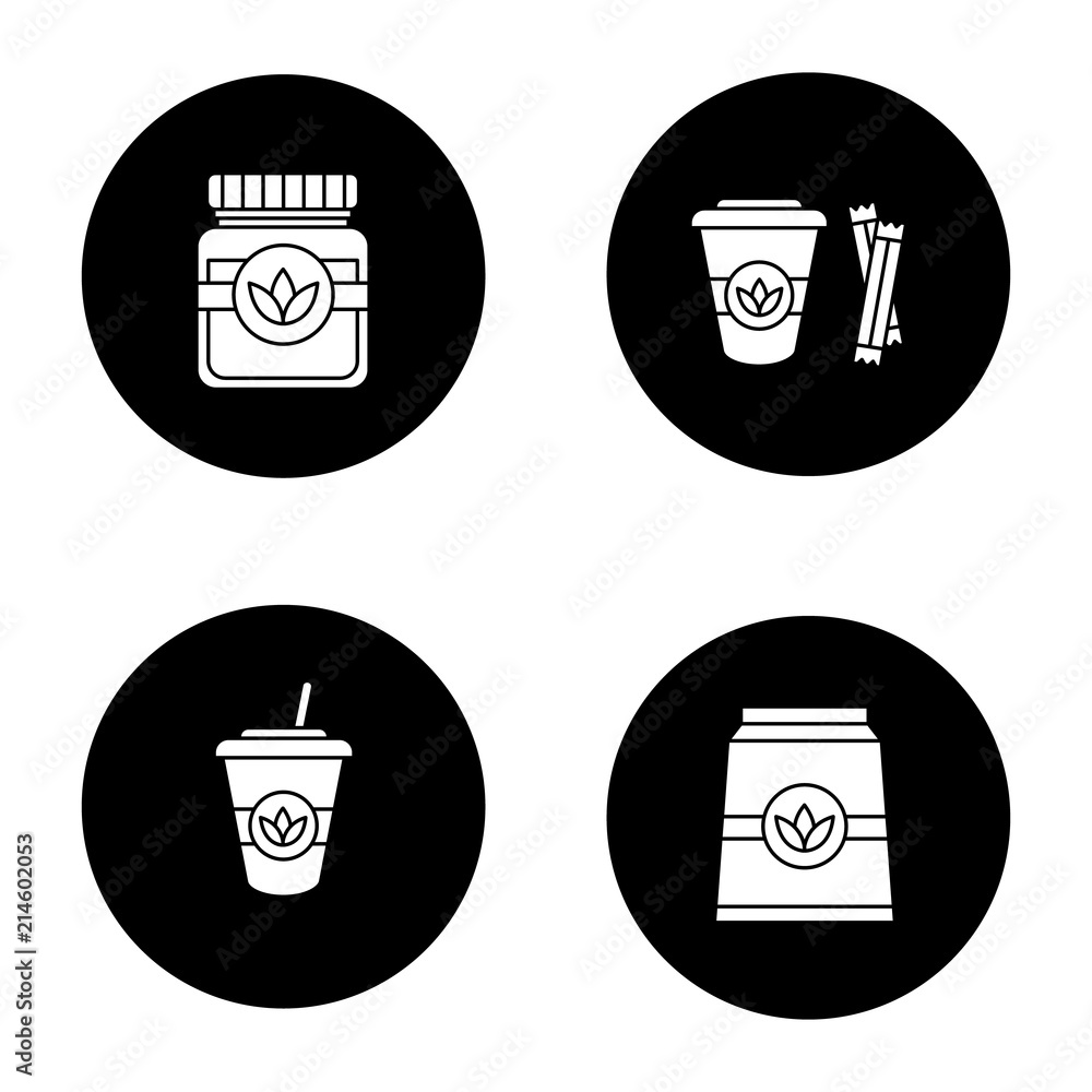Tea drinks glyph icons set Tea drinks glyph icons set