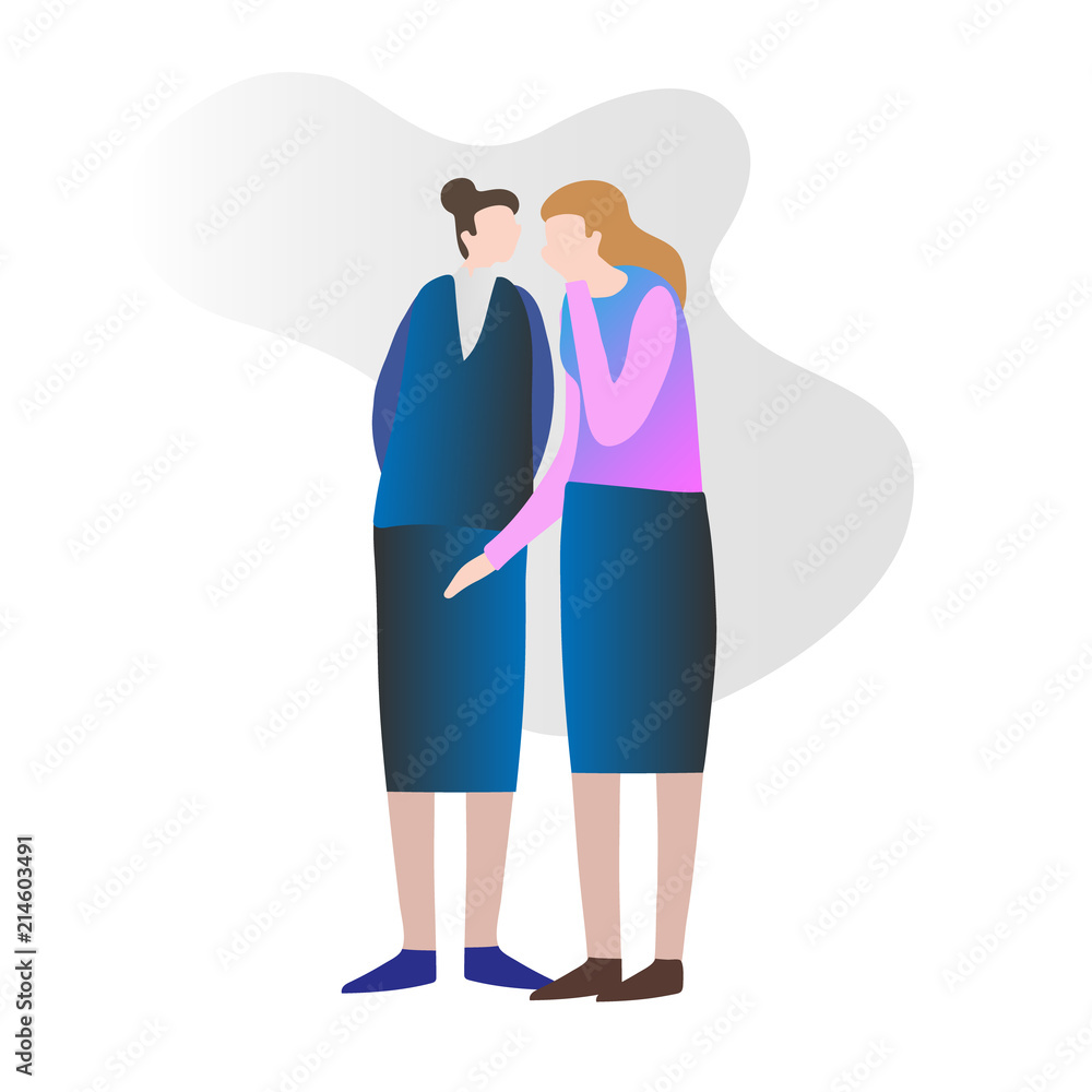 Two female friends gossiping and secretly spreading private news Two female friends gossiping and secretly spreading private news