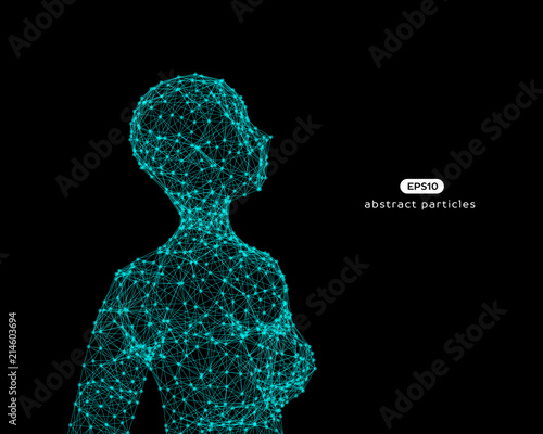 Abstract vector illustration of woman looking up.