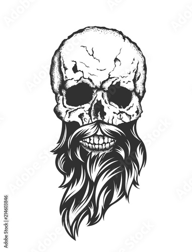 skull with beard and mustache