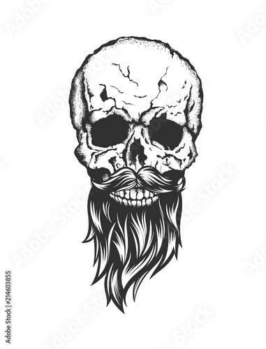 skull with beard and mustache