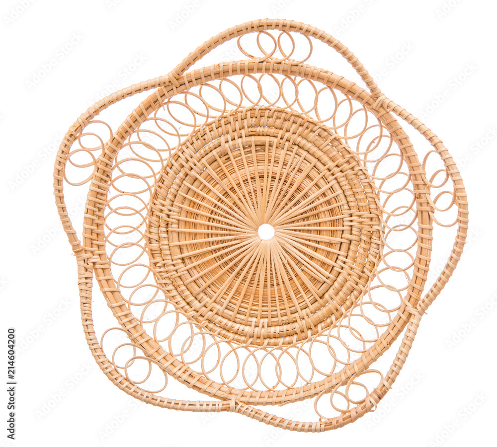 Wood basket wicker wooden in handmade top view Wood basket wicker wooden in handmade top view