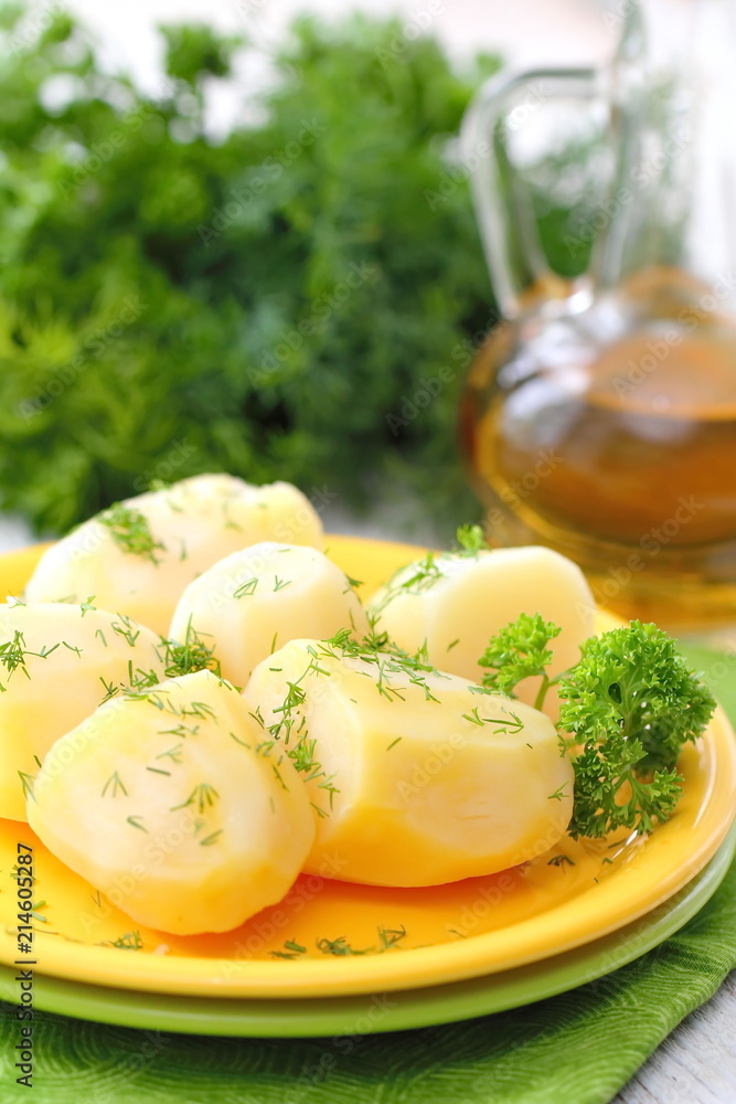 Boiled potatoes with fresh dill and oil Boiled potatoes with fresh dill and oil