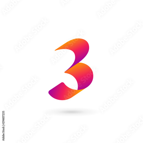 Number 3 logo icon design template elements