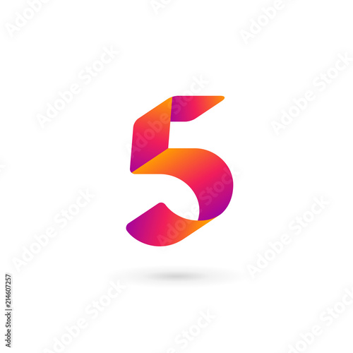 Number 5 logo icon design template elements