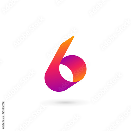 Number 6 logo icon design template elements