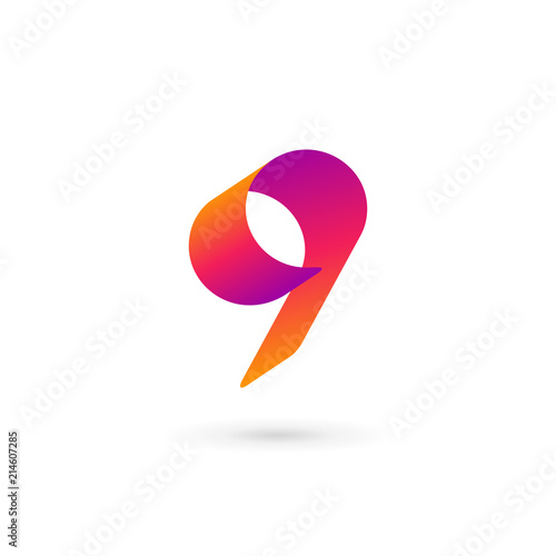 Number 9 logo icon design template elements