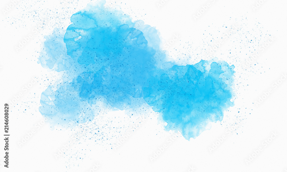 Bright colors of watercolor splotches on a white background