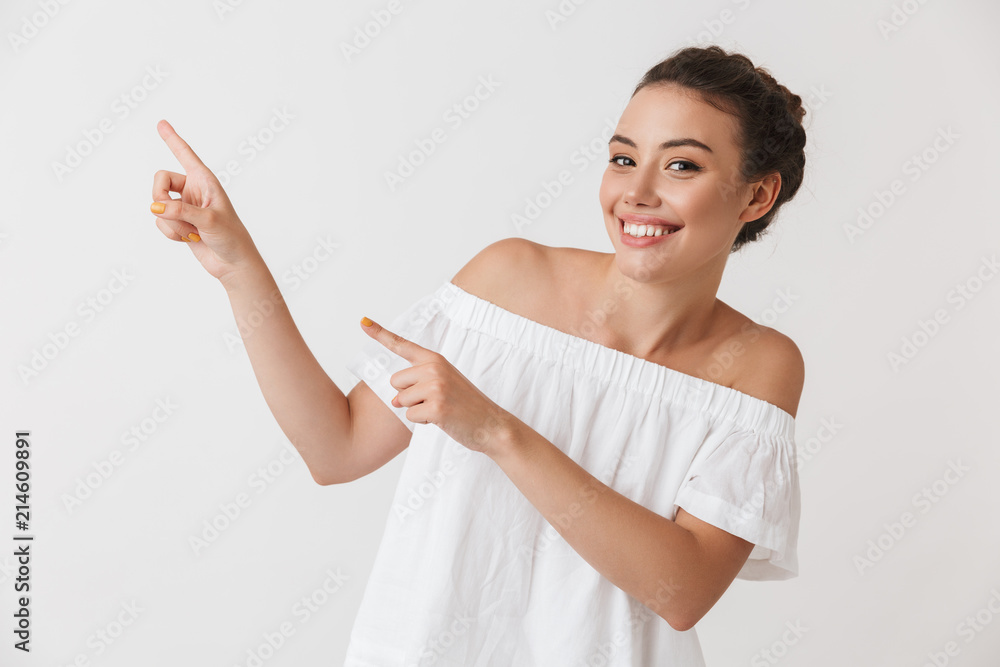 Portrait of a happy young casual brunette woman Portrait of a happy young casual brunette woman