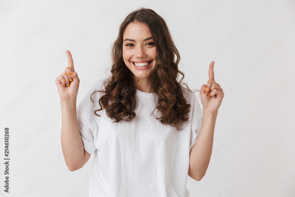 Close up portrait of a cheerful young casual brunette woman Close up portrait of a cheerful young casual brunette woman