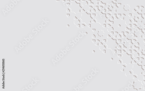 Arabic arabesque design greeting card for Ramadan Kareem.Islamic ornamental monochrome detail of mosaic.Background vector illustration.