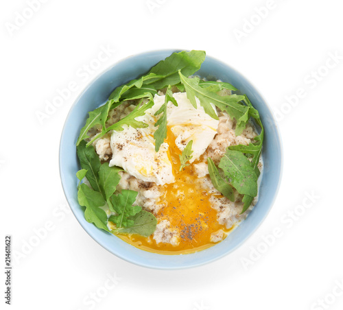 Savory oatmeal with poached...