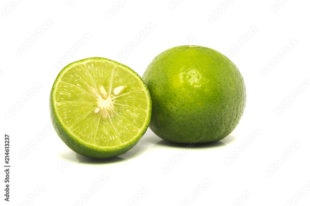 Green lime isolated on white background.