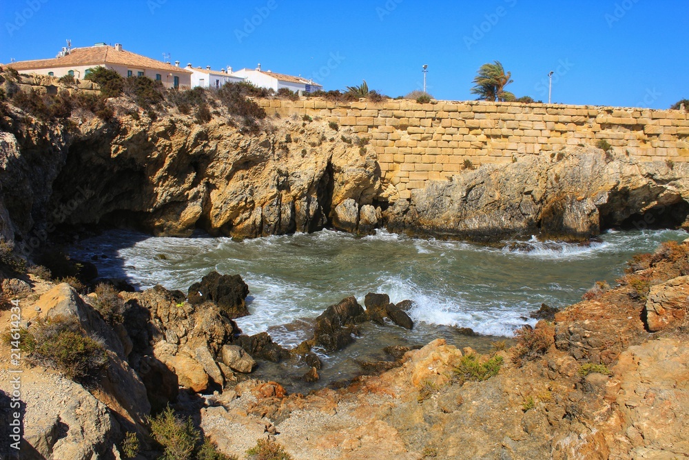 Beaches and cliffs of Tabarca Island in Alicante, Spain