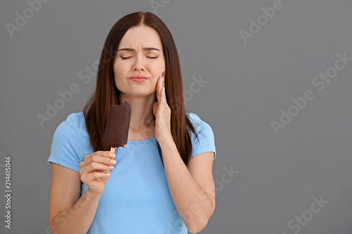 Young woman with sensitive ...