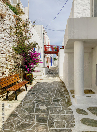 White stone streets in Kastro village in Sifnos island, Greece. HDR effects.