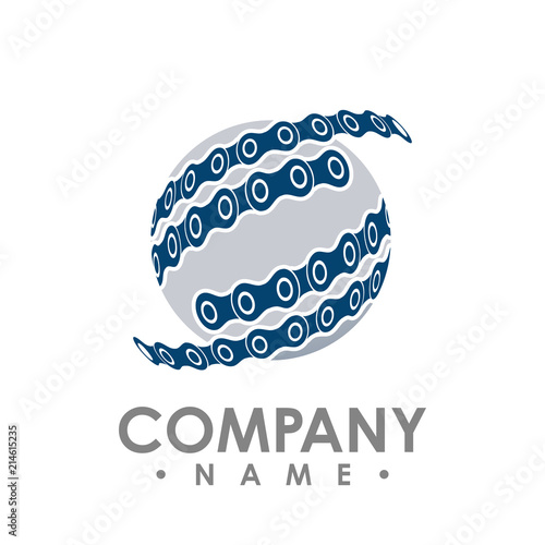 Chain circle industrial vector design illustration logo icon photo