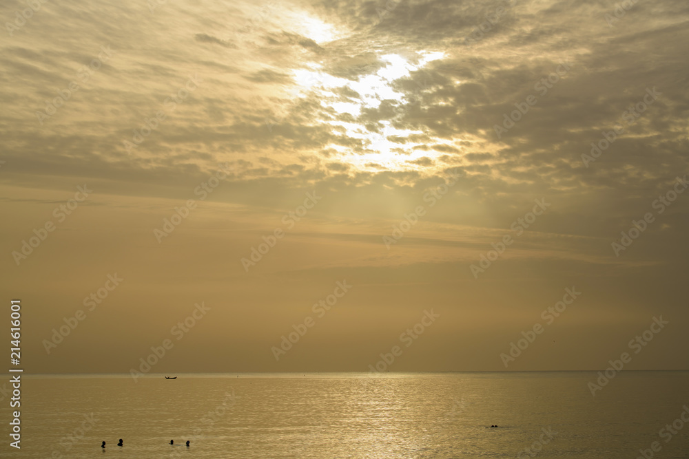 Fototapeta premium The sea the morning quiet grim atmosphere feeling lonely