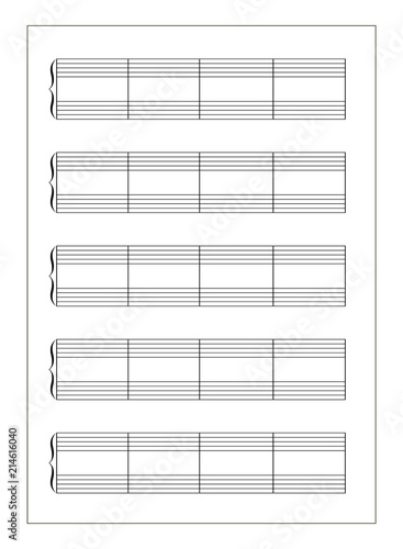 A4 music sheet with note stave on white