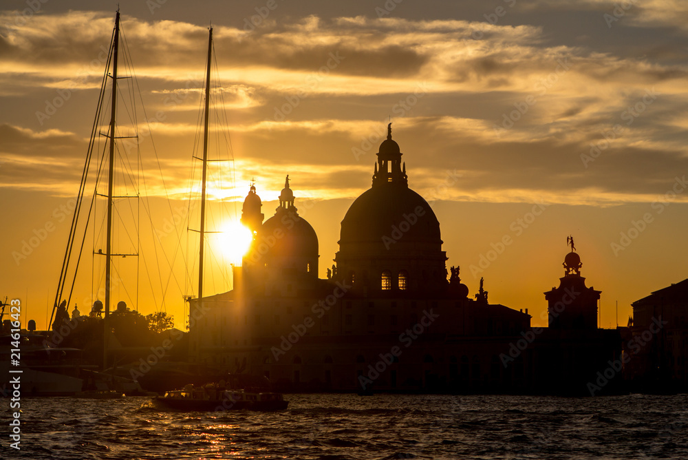Sunset behind the Church of Madonna Della Salute in Venice Sunset behind the Church of Madonna Della Salute in Venice