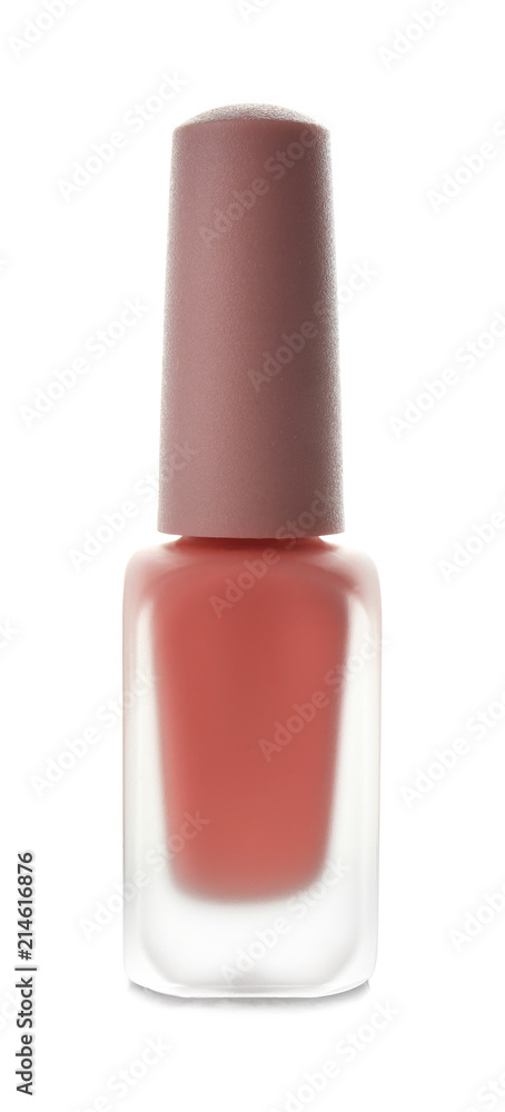 Glass bottle of nail polish on white background Glass bottle of nail polish on white background