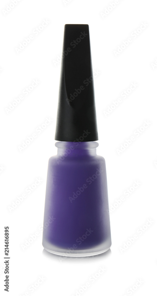 Glass bottle of nail polish on white background Glass bottle of nail polish on white background