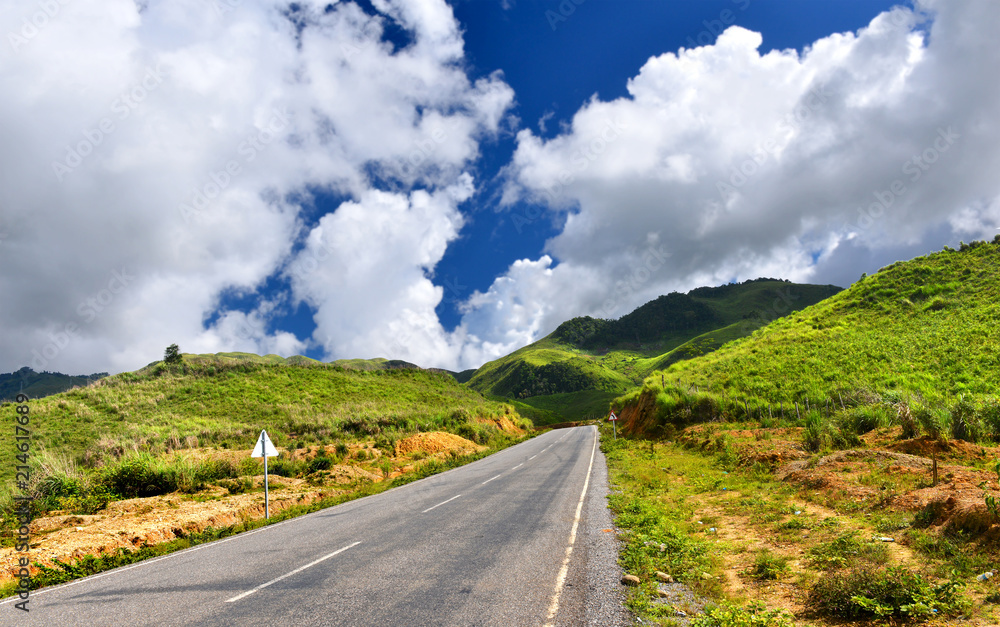 Mountain road in countryside of Lao