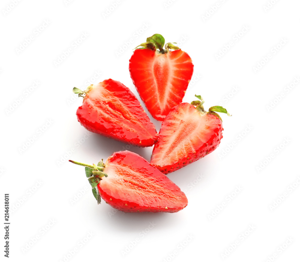 Ripe red strawberries on white background Ripe red strawberries on white background