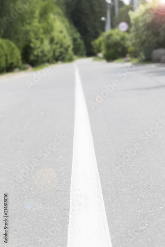 Asphalt with white road line. Empty road