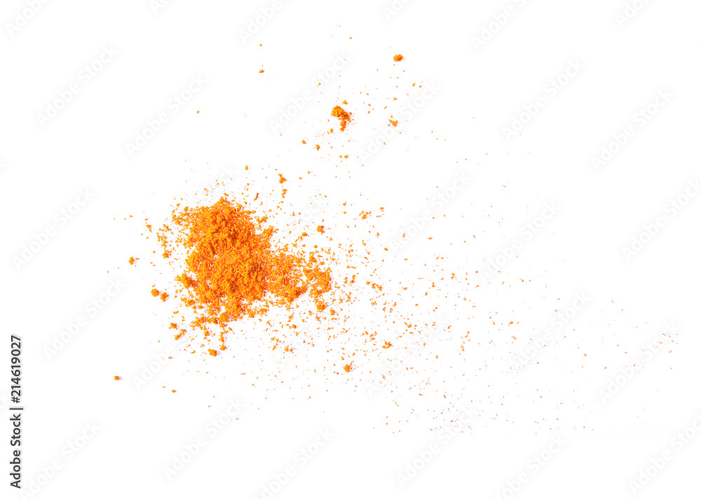 Turmeric powder on white background Turmeric powder on white background