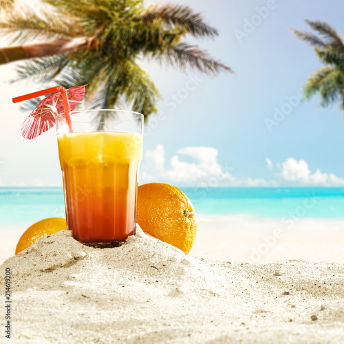 summer drink on beach 