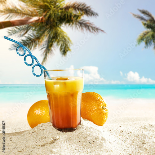 summer drink on beach 